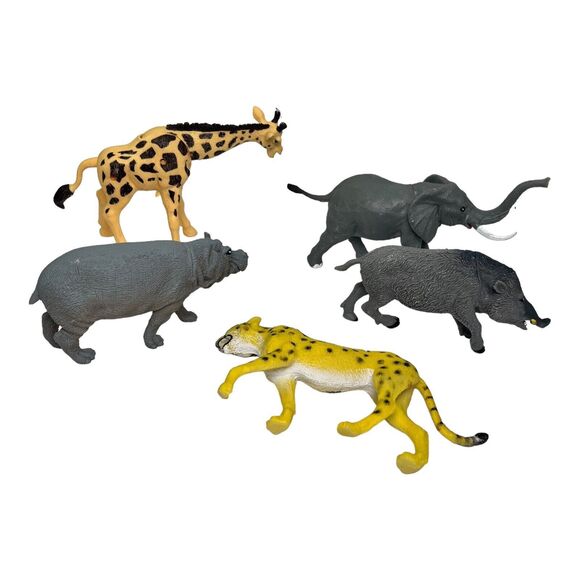 Lot of 5 African Safari Jungle Animals Hard Plastic Figures Toys Misc Brand 3-6” - Picture 11 of 11